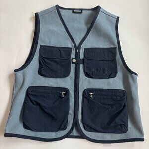 Pleasures Black Cotton Canvas Fade Tactical Utility Vest -Medium